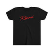 Load image into Gallery viewer, Black 100 percent cotton UNLV Runnin' Rebel basketball youth kids t-shirt with Runnin' in red script
