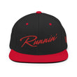 Load image into Gallery viewer, Black snapback UNLV Runnin' Rebel basketball hat with red bill vintage style Runnin' in red script