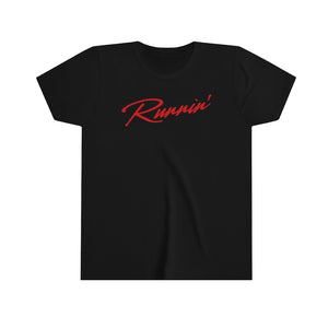 Black 100 percent cotton UNLV Runnin' Rebel basketball youth kids t-shirt with Runnin' in red script
