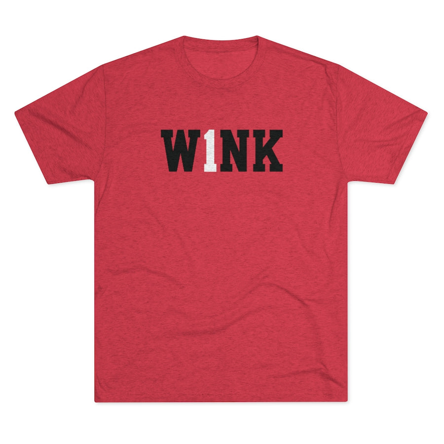 Red graphic tee of UNLV basketball legend Jovan Wink Adams with his jersey number 1 as part of his name W1NK
