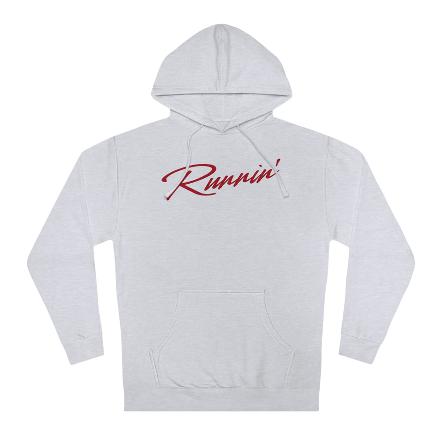 Grey vintage UNLV Rebel basketball cotton blend hoodie with Runnin' in retro red script
