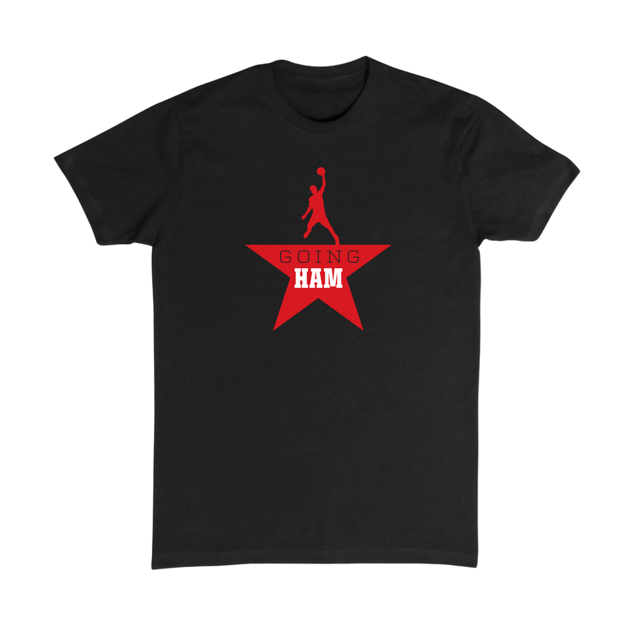 UNLV basketball star Bryce Hamiltion graphic tee designed to look like the iconic Hamilton play graphic