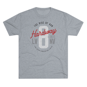 Retro UNLV basketball grey tri-blend t-shirt with vintage style Hardway Eight script design