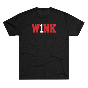 Black graphic tee of UNLV basketball legend Jovan Wink Adams with his jersey number 1 as part of his name W1NK