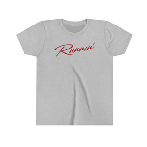 Gray 100 percent cotton UNLV Runnin' Rebel basketball vintage style youth kids t-shirt with Runnin' in red script