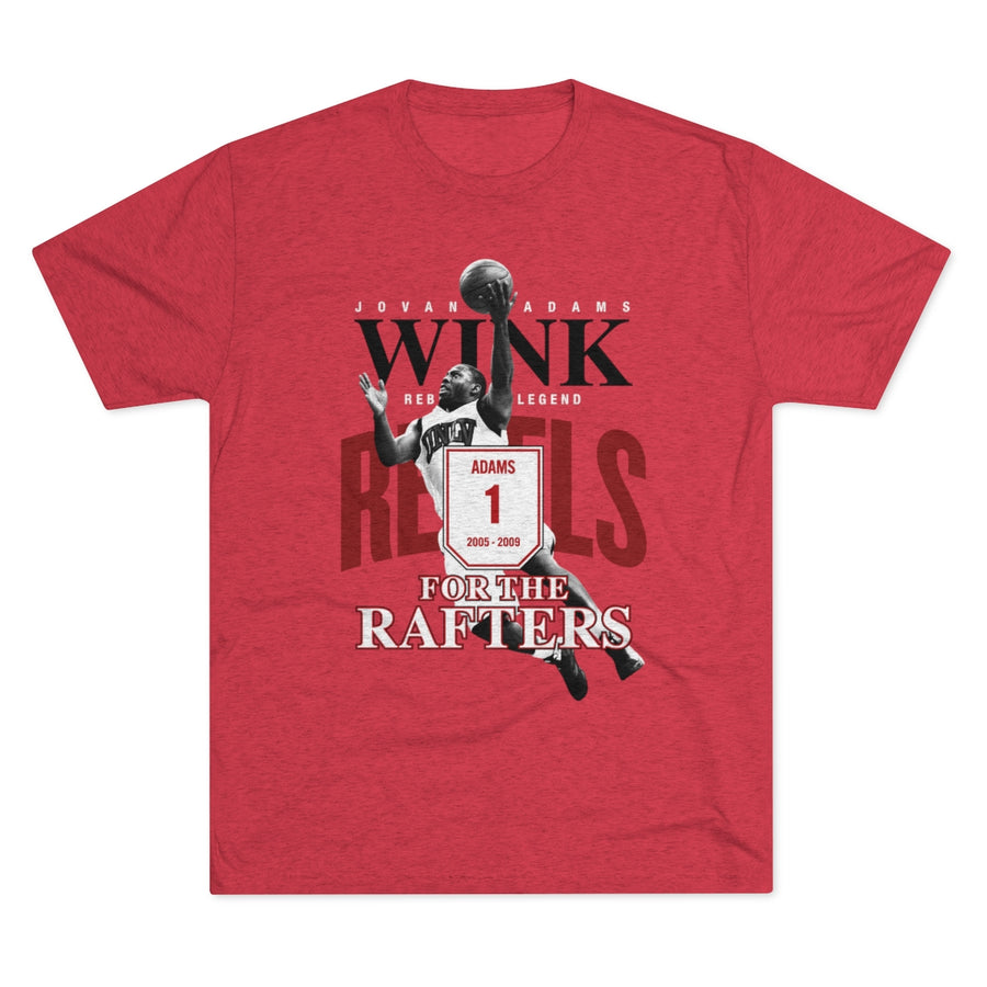 Red vintage UNLV Rebels basketball graphic shirt for jersey retirement of number 1 Wink Adams