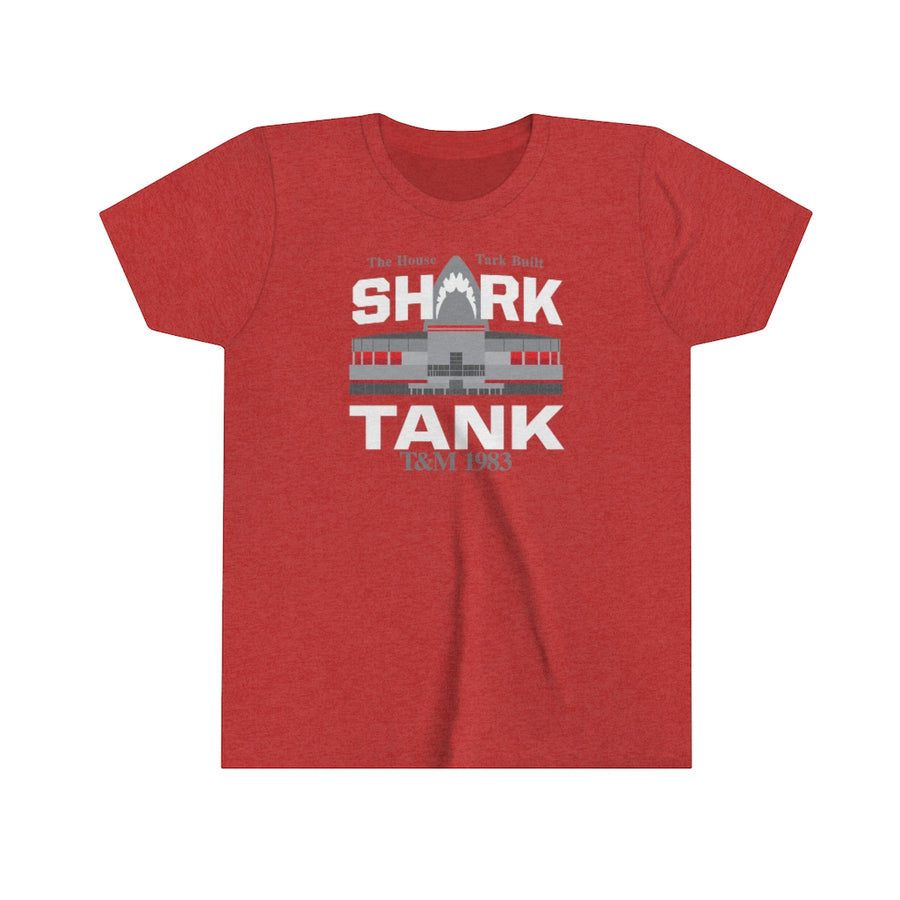 Red vintage 1980's style kids cotton t-shirt of the Shark Tank, the Thomas & Mack Center where coach Jerry Tarkanian, known as Tark the Shark, led the UNLV Runnin' Rebels basketball team