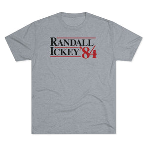 Grey tri-blend vintage UNLV football t-shirt with Randall Ickey 1984 on the front in vintage campaign style graphic. Inspired by Randall Cunningham and Ickey Woods